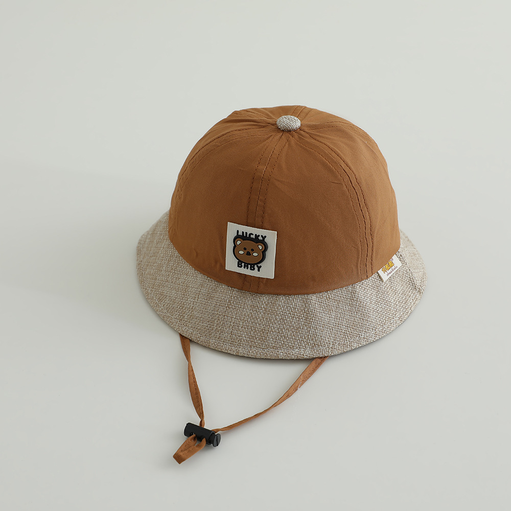 Sombrero de bebé primavera y otoño delgado sombrero de bebés para hombres y mujeres adorable gorro de brida grande sombrero de protección solar sombrero de pescador de marea