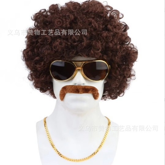Halloween cos European and American male hippie suit 70 s Elvis styling punk wig party cosplay