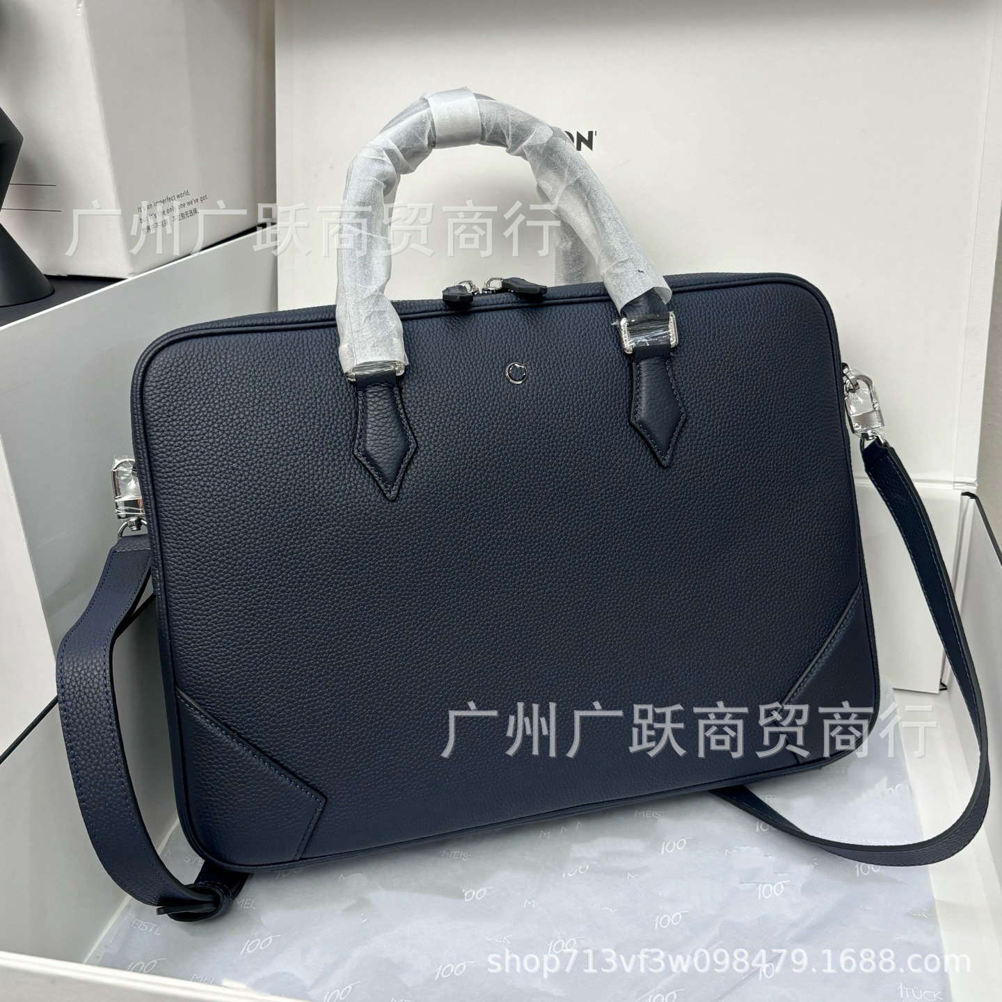 W Baolong Grain-Patterned Soft Leather Original Leather Medium-Sized Briefcase Lawyer's Handbag High Quality for Cross-Border Supply