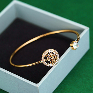 Cross-border Explosions Jewelry European and American Style Life Tree Bracelet Women's Personality Opening Adjustable Rhinestone Bracelet in stock Wholesale