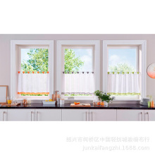 跨境WISH速卖通亚马逊外贸款高密度底纱小咖啡窗帘厨房客厅卧室用