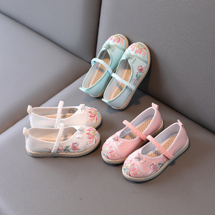 2022 New Arrival Hanfu Shoes Children's and Girls' Embroidered Shoes Chinese Style Ancient Suit Han Shoes Princess Old Beijing Cloth Shoes