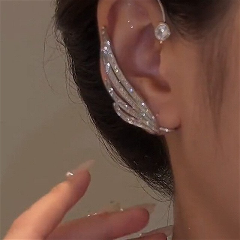 超フラッシュ蝶耳掛け無耳穴耳クリップ女性一体式イヤリング気質個性ファッション|undefined