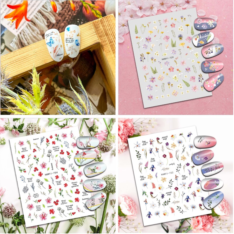 Cross-border e-commerce small fresh butterfly flower nail decals nail art stickers jewelry HANYI721-730