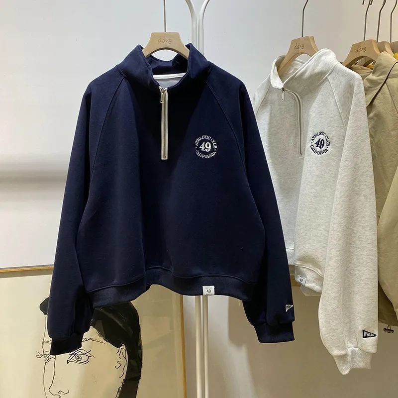 高級重工刺繍減齢立襟ファスナーの長袖のゆったりとしたベルベットの厚いガードルの上着の綿|undefined