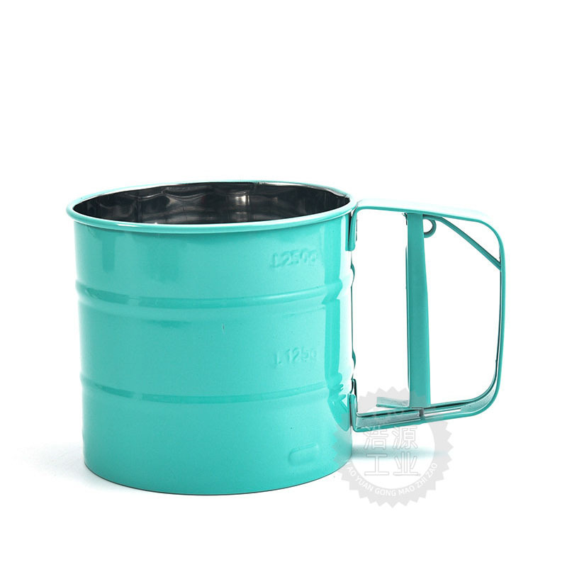 烘培用具喷漆面粉筛不锈钢手持式小号彩色粉/橙/蓝色粉筛工厂现货