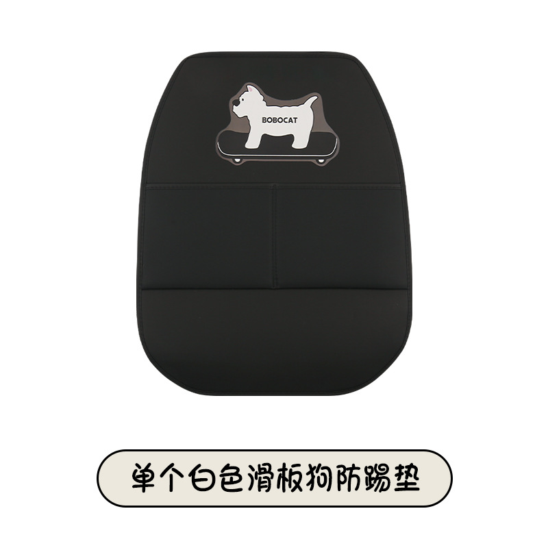 Universal – Chair back anti-kick pad Pad Universal Rear - hot-stamping-black-long-dachshund-anti-kick-pad-white-curly-hair