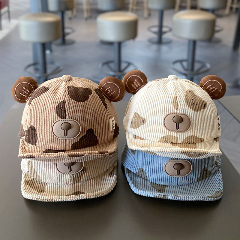 Sombrero para bebés otoño y invierno lindo gorra de lengua de superpeso para bebés a prueba de viento cálido con檐 suave gorra de béisbol para bebés otoño