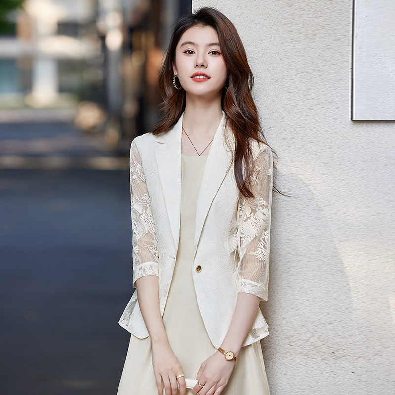 Thin lace summer design elegant classic suit jacket