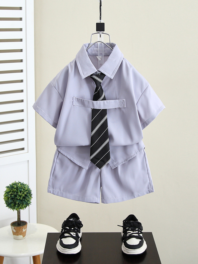 5183 Traje para niños Traje de verano para niños 2025 Nuevo estilo Vestido para niños Traje de rendimiento Bebé Verano Estilo británico