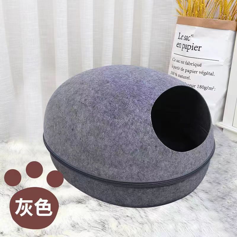 Nido de mascota sentía nido de gato en forma de huevo gran espacio semi-cerrado extraíble y lavable transpirable ligero gato cama nido de gato al por mayor