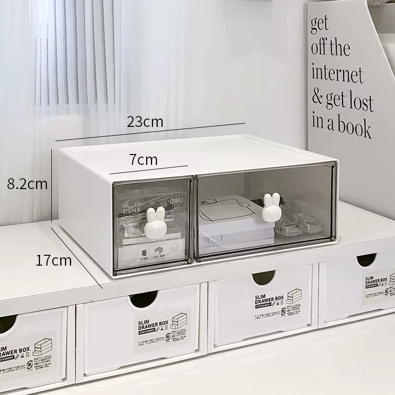 Desktop Acrylic Storage Box, Transparent 3-Layer Stackable Drawer Organizer for Desk and Dorm