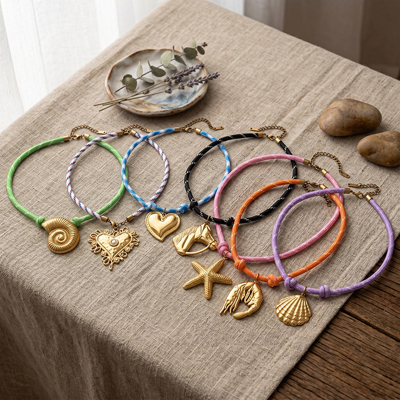 Alta Europa y América de moda de acero inoxidable viento marino estrellas de mar conchas collar de mujer personalidad collar de mujer