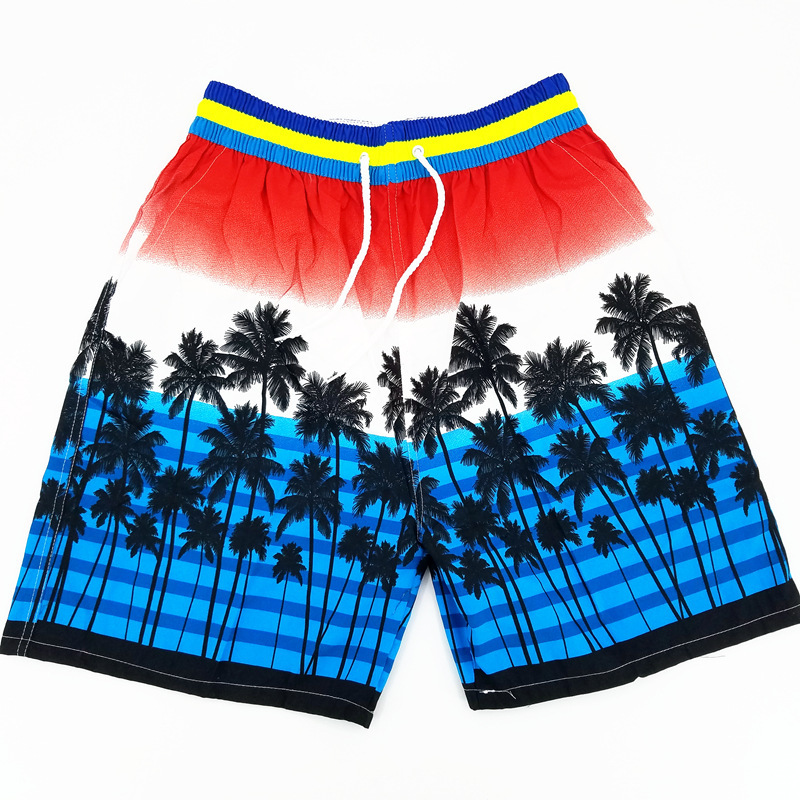 Stripe, Coconut Tree Pattern Summer Season Men'S Coconut Tree Casual Regular Fit Men's Bottoms