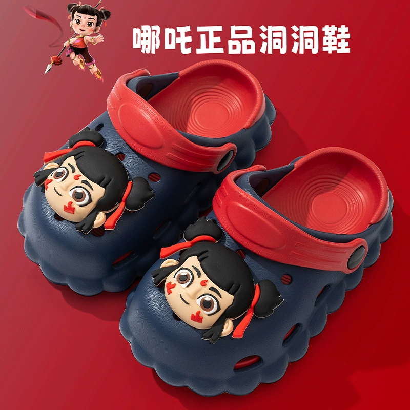 Подлинный Nuzha Demon Boy Demon Children Summer Little Liangtuang Ao Baby Пляжная нескользящая обувь с мягким дном мультфильма