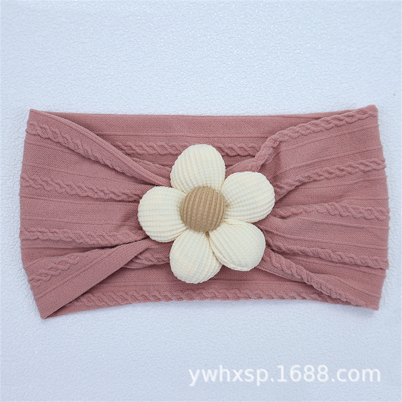 Diadema elástica para bebés, flor de cinco pétalos, accesorio suave para recién nacidas