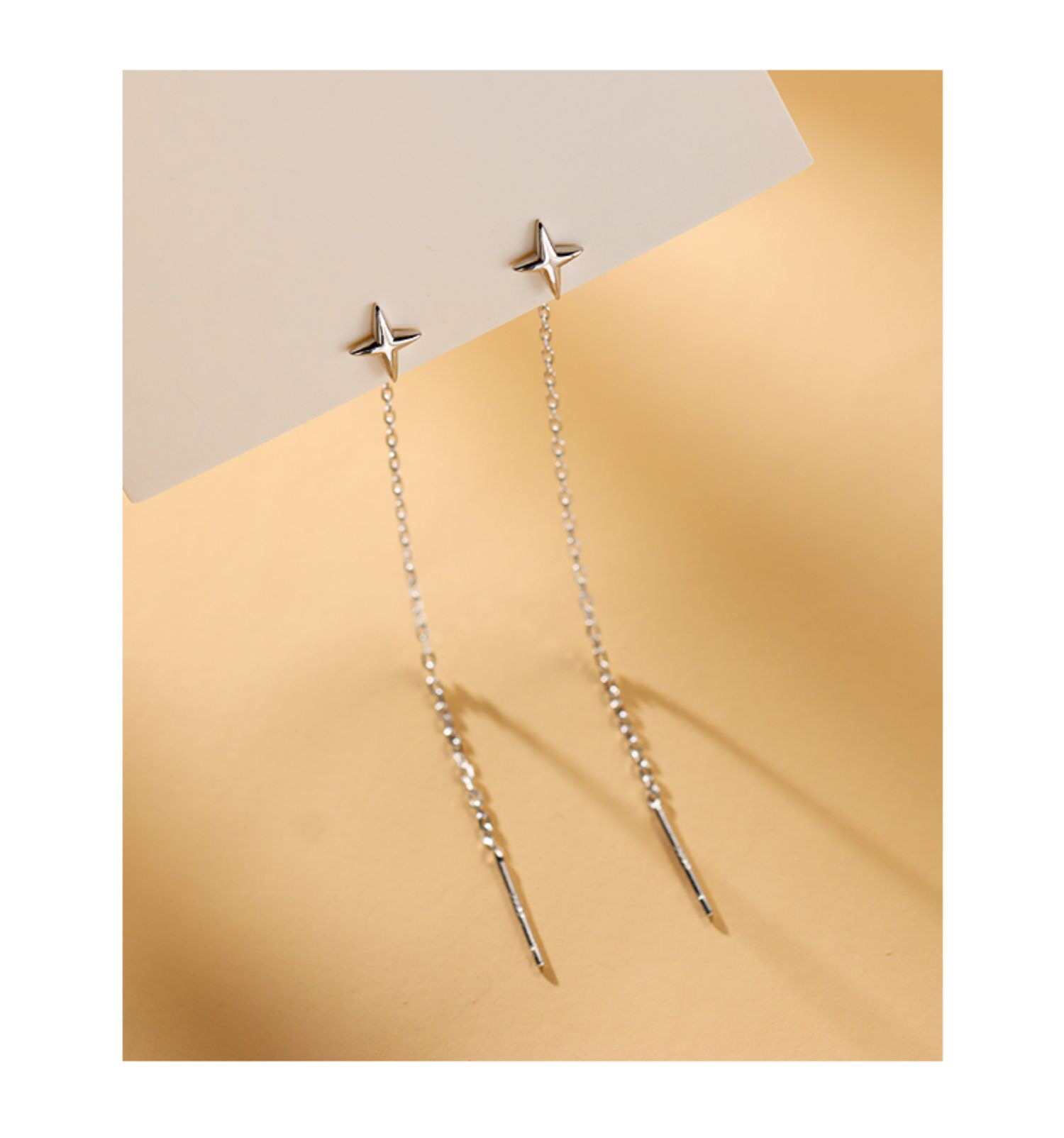 Drop Earrings, Earrings, Ear line Classification 1 Pair Quantity 1 Pair 925 Sterling Silver Star Drop Earrings Earrings Ear Line