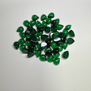 in stock wholesale 3 × 5~8 × 10 egg-shaped pear-shaped synthetic emerald nano bare stone high temperature flat plain surface