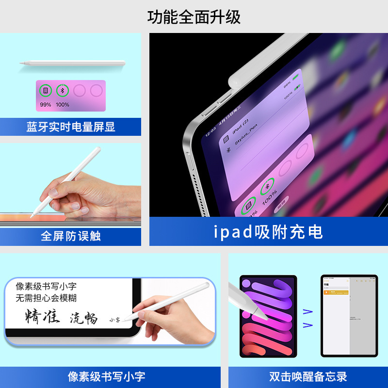 Adecuado para la segunda generación de Apple lápiz capacitivo iPad pen Apple Bluetooth pantalla eléctrica adsorción succión magnética carga escritura a mano