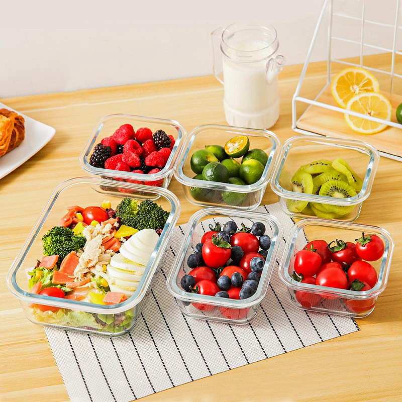 Glass Lunch Box Large Capacity Lunch Box Office worker Lunch Box Microwave with Lid suit Refrigerator Sealed Fresh-keeping Rice Bowl