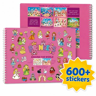 Книжка с наклейками и раскрасками «Принцессы» 600 шт. 3–8 лет