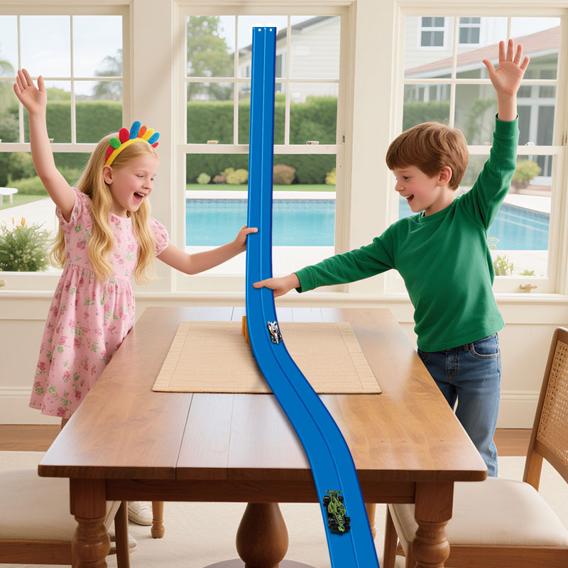 DIY Double Rail Car Pvc Soft Track Track 460cm with 2 Alloy Scooters Boys and Girls Toy Set