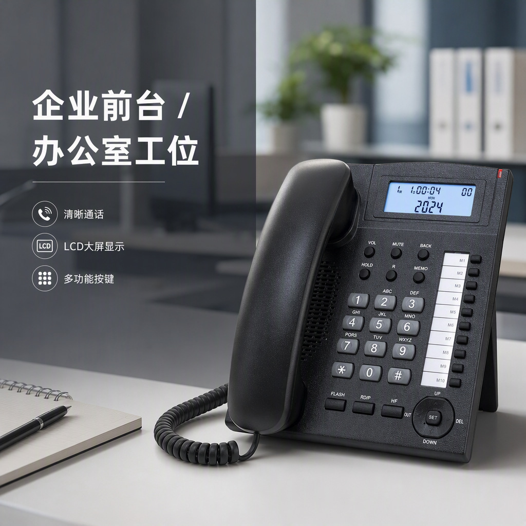 LST-008 English-language telephone, business/office/home model, backlit, caller ID, wired, landline phone.
