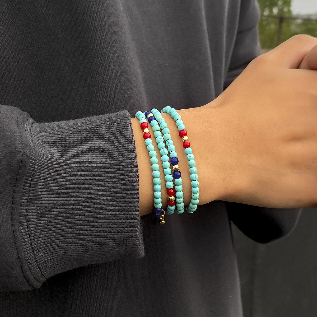 Fashion Multicolor turquoise Agate Beaded Bracelets 1 Piece