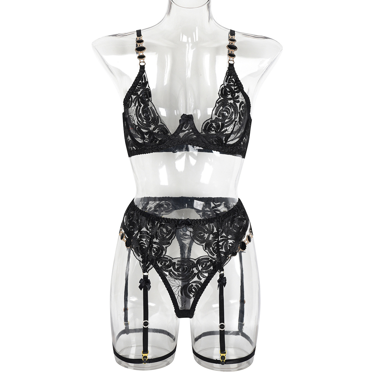 Feminine Grace in Vintage Gemstone Lace Intimates