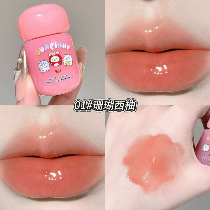 SHAQINUO frutas hidratante labial, miel transparente, espejo de labios transparente, maquillaje transfronterizo de labios transparentes, maquillaje transfronterizo de belleza