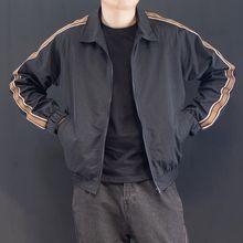 春秋季薄款外套男潮日系复古黑色棒球服立领风衣休闲夹克潮流帅气