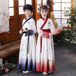 children Chinese Hanfu costume hanfu traditional Chinese clothing swordsman warrior cosplay kimono robe for boy girl pupil performance clothing Chinese wind 