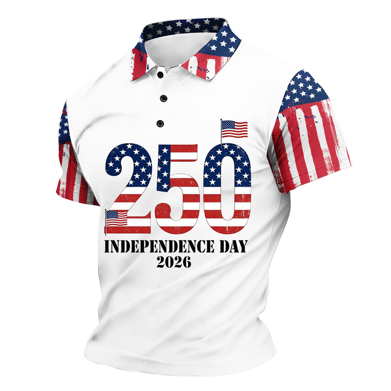 2026 American Independence Day 250Th Anniversary Commemorative Lapel Polo Shirt Short Sleeve T-Shirt Men's American Flag Print Factory Wholesale 2026 American Independence Day 250Th Anniversary Commemorative Lapel Polo Shirt Short Sleeve T-Shirt Men's American Flag Print Factory Wholesale