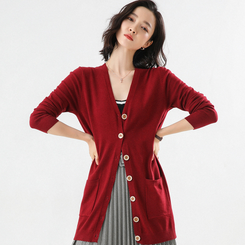 Spring and Autumn New Women's Cardigan Black Sweater Mid-length Korean-style Thin Jacket Loose Large Size Sweater for Women Spring and Autumn New Women's Cardigan Black Sweater Mid-length Korean-style Thin Jacket Loose Large Size Sweater for Women