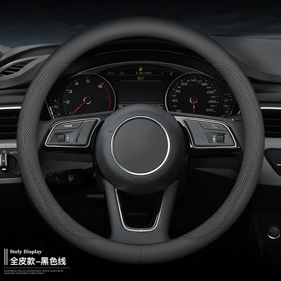 Steering wheel cover Trade Car Steering Wheel Cover - full-leather-model-round-black-line-standard