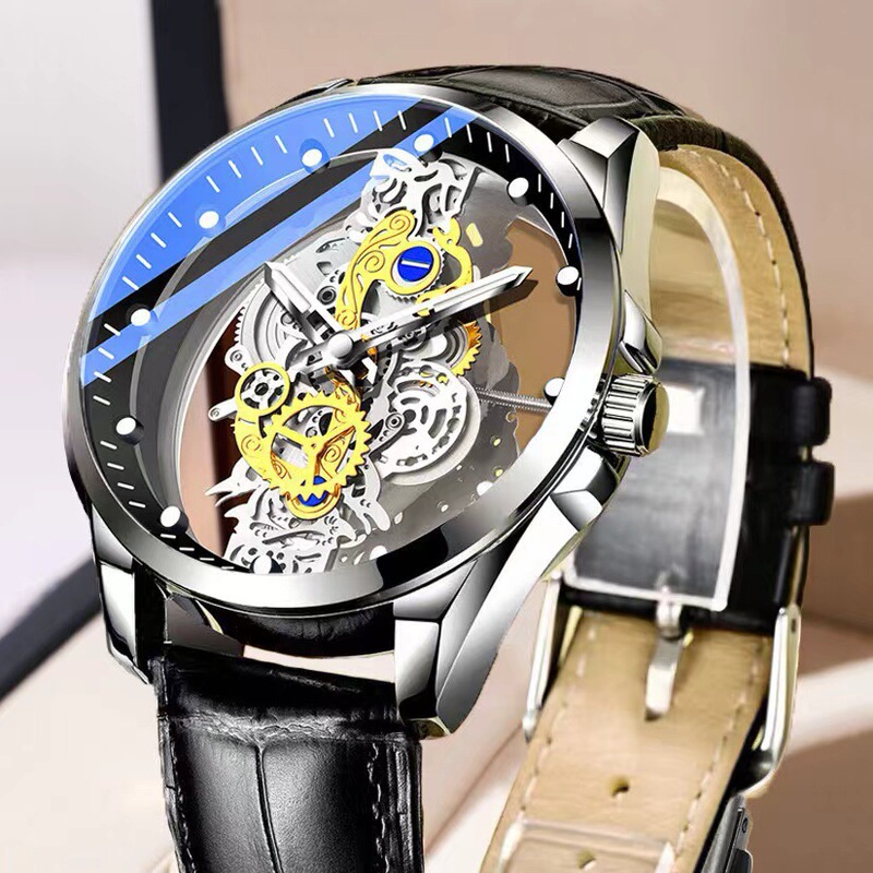 New full-automatic watch hollow transparent men's watch waterproof luminous foreign trade cross-border tremolo AliExpress generation New full-automatic watch hollow transparent men's watch waterproof luminous foreign trade cross-border tremolo AliExpress generation