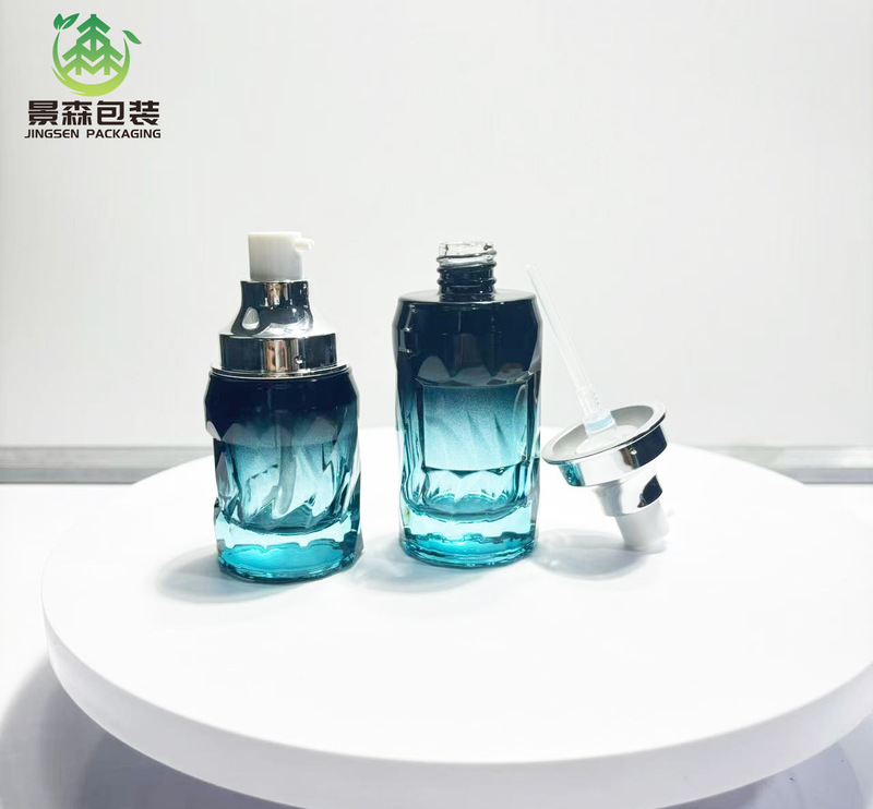 新款皇冠套装瓶120ml水乳瓶按压高档玻璃透明瓶100g膏霜化妆品瓶|undefined