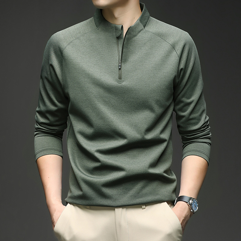 New autumn collection: stylish men's outdoor sports solid-color half-zip long-sleeve T-shirt and sweatshirt, a cool and versatile option for men