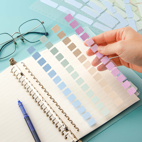 Stapled Index Tabs Bulk Cultural Bookmark Stickers Strong Adhesive Note Pad Set Office Supplies Colored Fluorescent Tabs