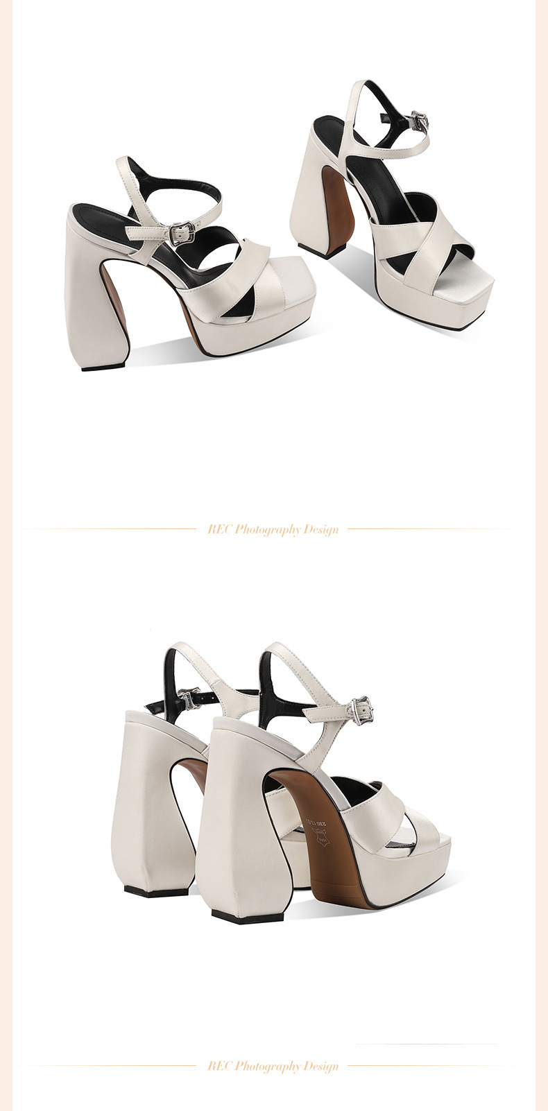 Sandal cao gót nữ hở mũi quai ngang đế platform gót 13 cm — đen chi tiết 7