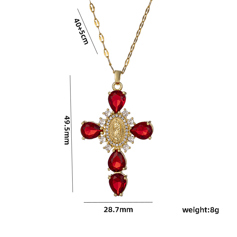 316 Stainless Steel Chain Material Twisted Rope Chain Chain Type PVD Coated Real Gold Plated Cross Stainless Steel Elegant Waterproof Non Tarnish Pendant Necklace