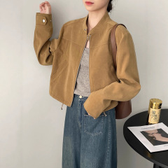 短款休闲麂皮绒外套女春秋新款2025年流行百搭风夹克上衣