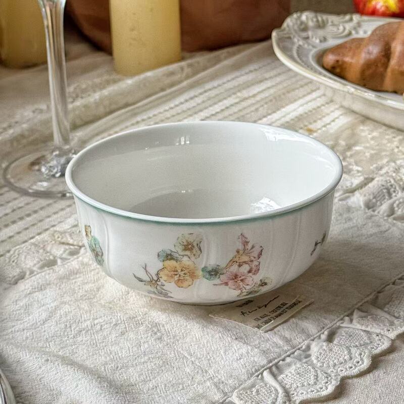 法式复古绝美木槿花陶瓷餐具咖啡杯碟餐盘汤盘甜品盘陶瓷碗盘子|undefined