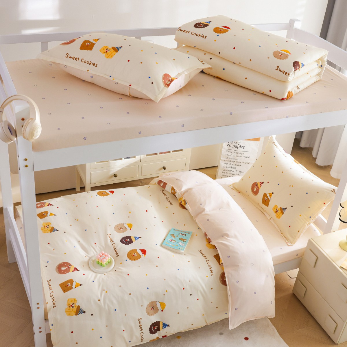 dormitorio de estudiantes universitarios de algodón con cama de tres piezas, cama de cama de dormitorio, colcha de cama, colcha de almohada para una sola persona 1m2