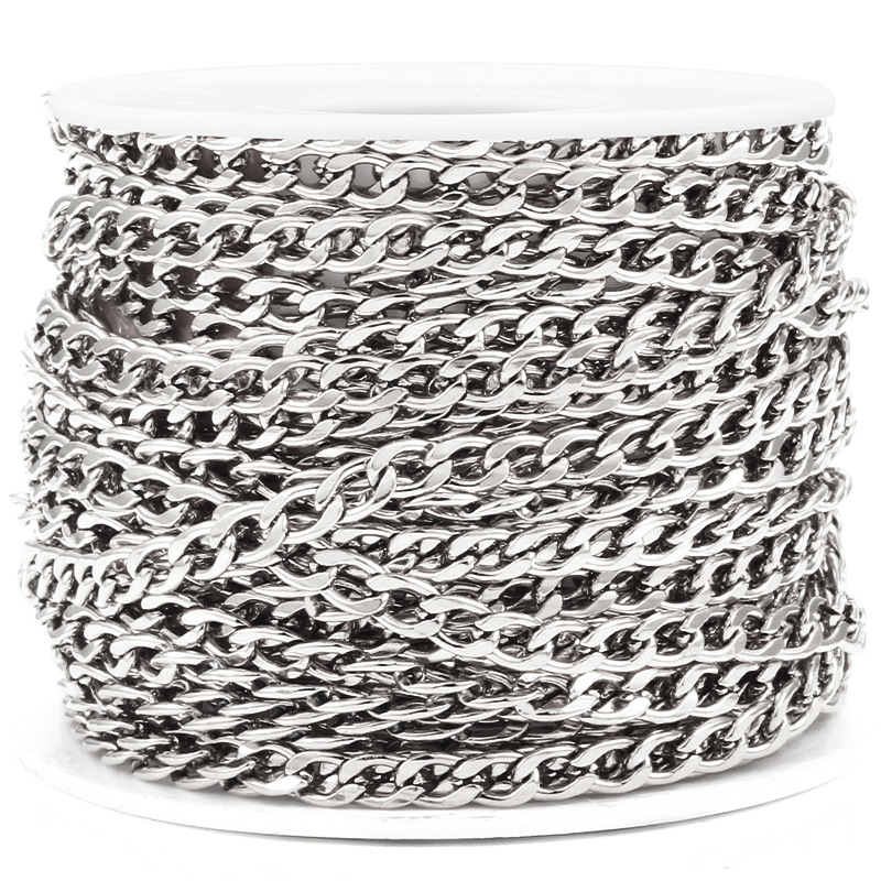 En stock cadena cubana de acero inoxidable cadena NK cadena O cadena de la cruz de color de retención de oro de vacío de moda de los hombres y las mujeres de la pulsera del collar de la cadena de bricolaje