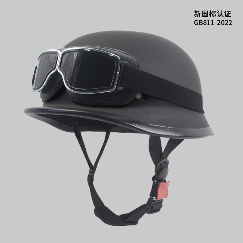 MAHAER Nuevo estándar nacional para hombres y mujeres Ha Retro Cruise Prince Half Casco Lei Net Red Coche eléctrico Casco de seguridad Casco