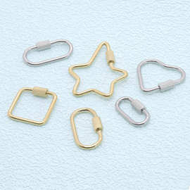 厂家直销跨境 不锈钢 欧美时尚流行爱心五角星圆形万能扣饰品配件