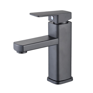 Factory Direct Sales Stainless Steel Basin Faucet Black Square Countertop Basin Hot and Cold Bathroom Sink Washbasin