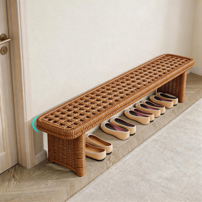 Shoe-Changing Bench for Home Entrance, a Simple Long Bench for Sitting and Putting on Shoes at the Door, Shoe Bench for Indoor Use Next to the Foyer Shoe-Changing Bench for Home Entrance, a Simple Long Bench for Sitting and Putting on Shoes at the Door, Shoe Bench for Indoor Use Next to the Foyer