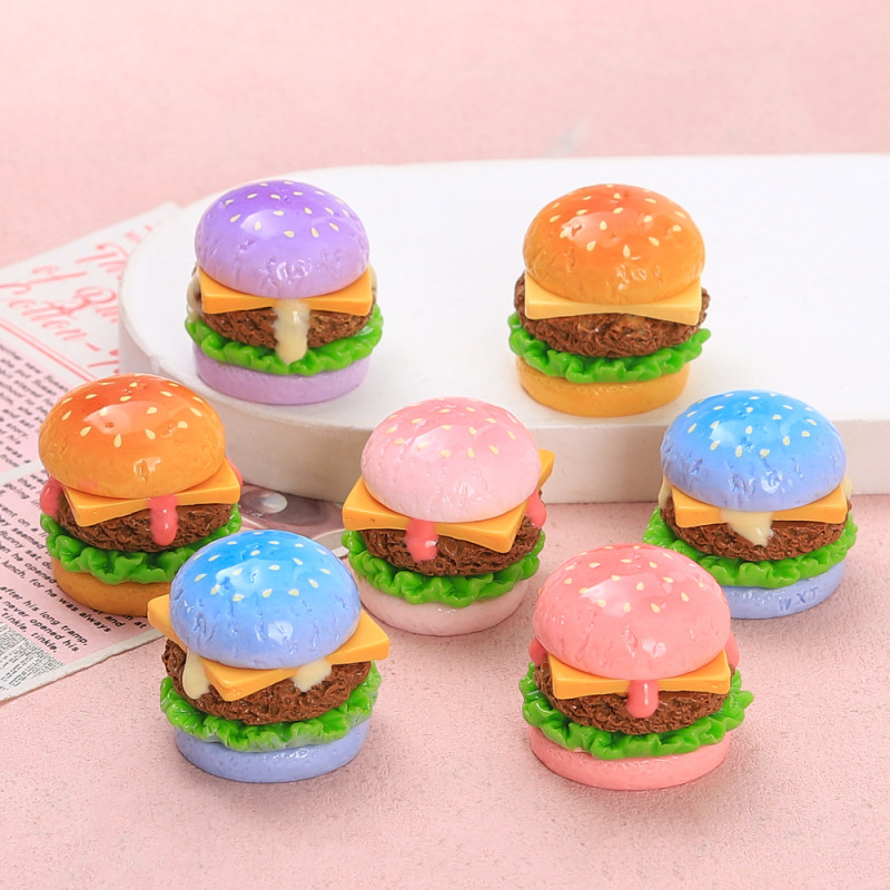 立体多色汉堡食玩创意手工diy奶油胶树脂配饰小配件饰品材料批发|undefined